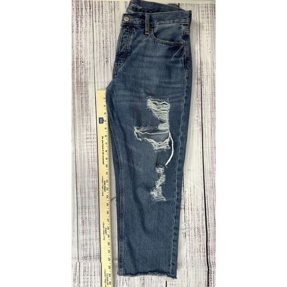 Old Navy Womens High Rise Slouchy Straight Raw Hem Distressed Jeans size 10 - Picture 10 of 14